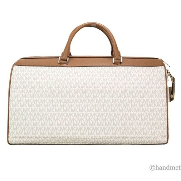 Michael Kors Travel XL Vanilla Top Handle Zip Duffle Weekender Luggage Bag - Picture 3 of 7